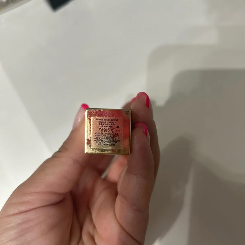 Estee Lauder Red Lipstick in Gold Tube